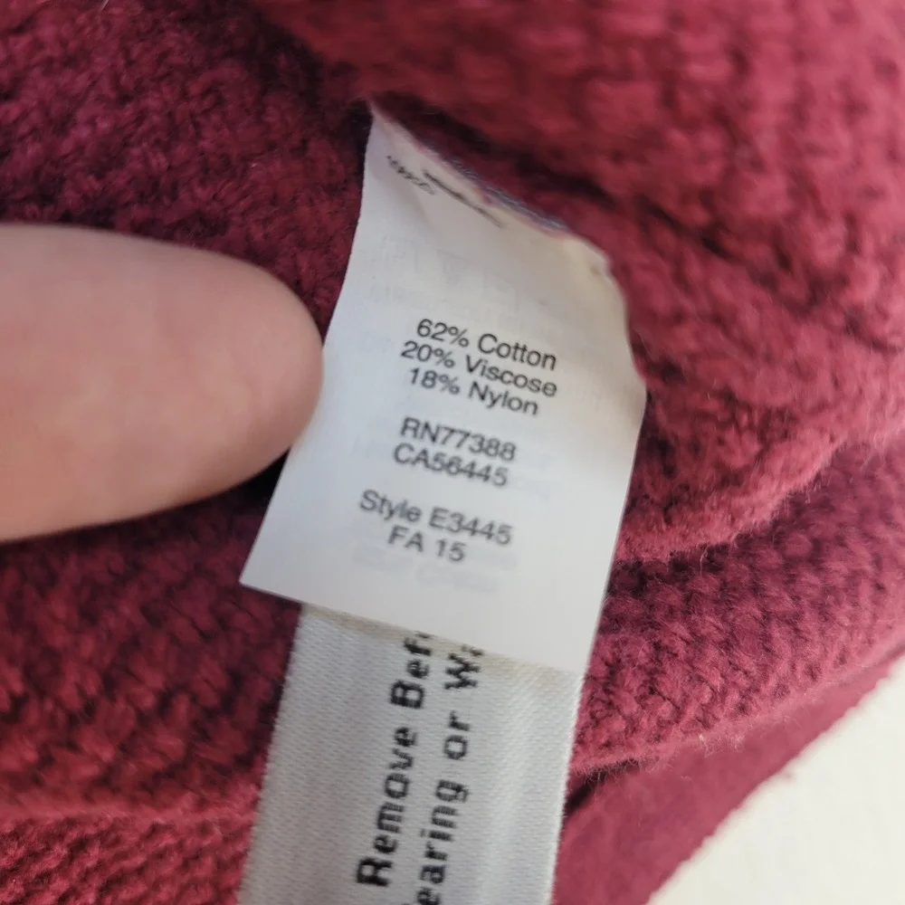 Madewell Sweater Womens Small Burgundy Tulip Hem‎ Waffle Knit E3445